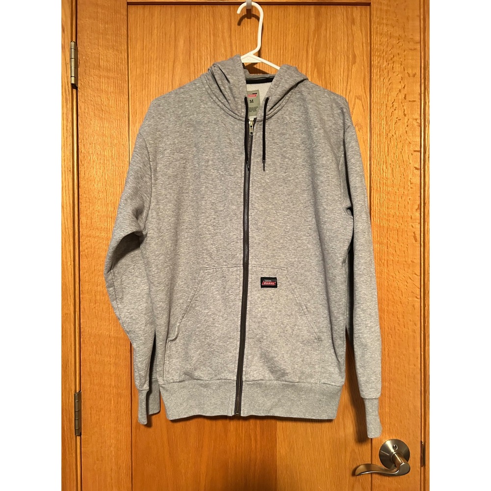 Genuine Dickies Men's Full Zip Hoodie Heather Gray Fleece Sweatshirt Size Medium